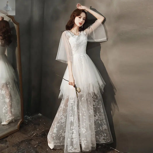 White Evening Dress Female Party Temperament - Zenzi Style