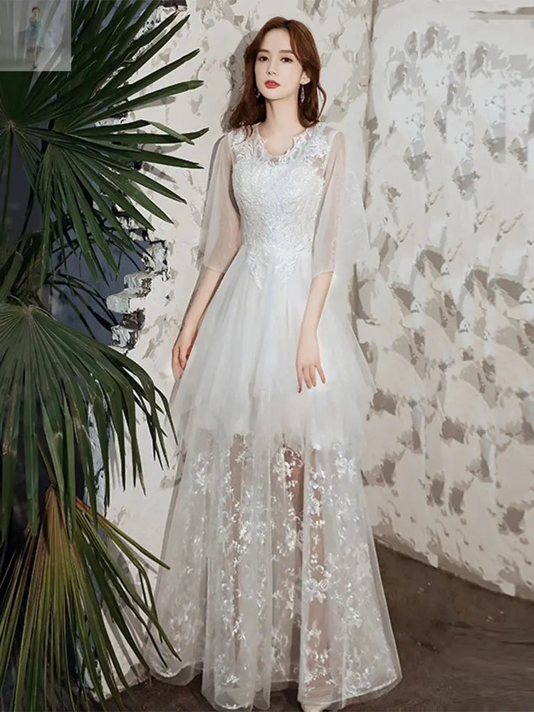 White Evening Dress Female Party Temperament - Zenzi Style