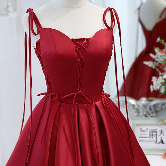 Wine Red Satin Lady's Slimming Annual Meeting Light Luxury Dress  Wine Red Satin Lady's Slimming Annual Meeting Light Luxury Dress Wine Red Satin Lady's Slimming Annual Meeting Light Luxury Dress Wine Red Satin Lady's Slimming Annual Meeting Light Luxury Dress Zenzi Style