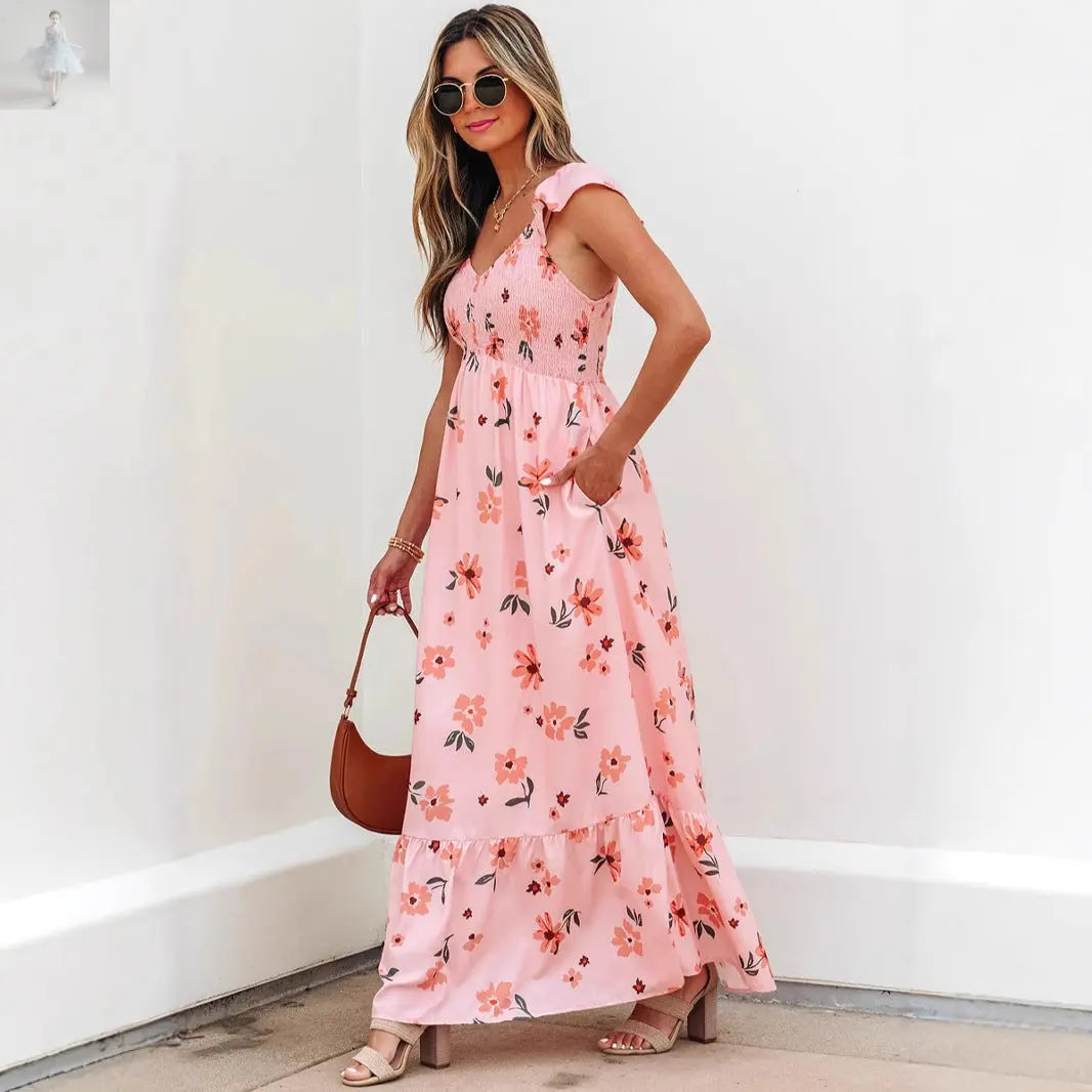Women's Long Dress Summer New V-neck Dress  Women's Long Dress Summer New V-neck Dress Women's Long Dress Summer New V-neck Dress Women's Long Dress Summer New V-neck Dress Zenzi Style