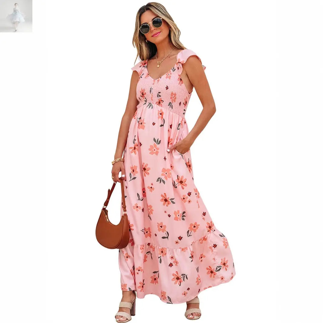 Women's Long Dress Summer New V-neck Dress  Women's Long Dress Summer New V-neck Dress Women's Long Dress Summer New V-neck Dress Women's Long Dress Summer New V-neck Dress Zenzi Style