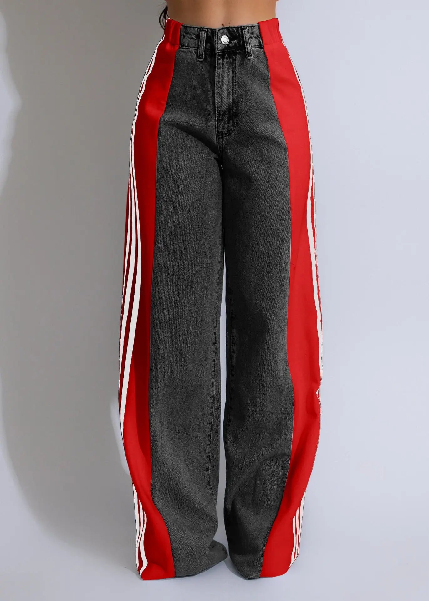 Fashion Casual High Waist Elastic Straight Leg Trousers 