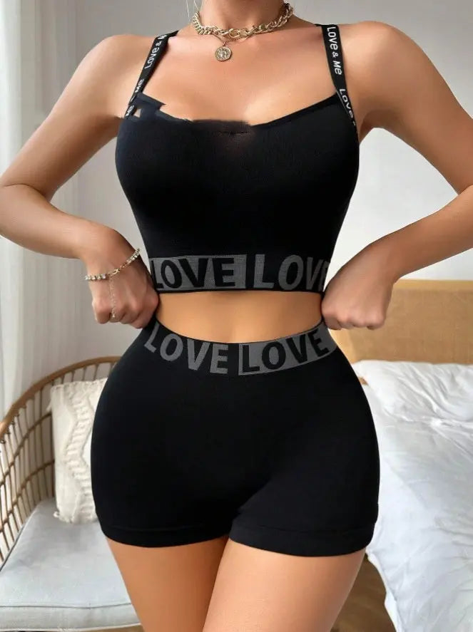 LOVE Letter Waist Head Camisole Women's Boyshorts 