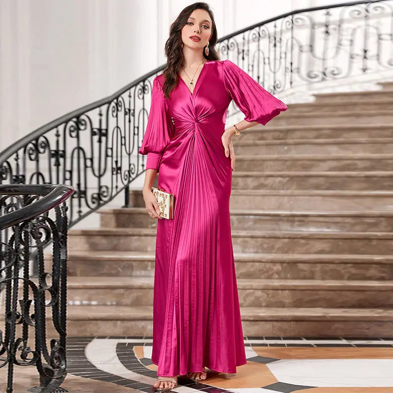 Slim Fit Lantern Sleeve Evening Dress Plus Size Party Party Dress 