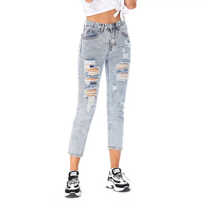 Jeans Women's Ripped Spring Casual Loose Jeans 