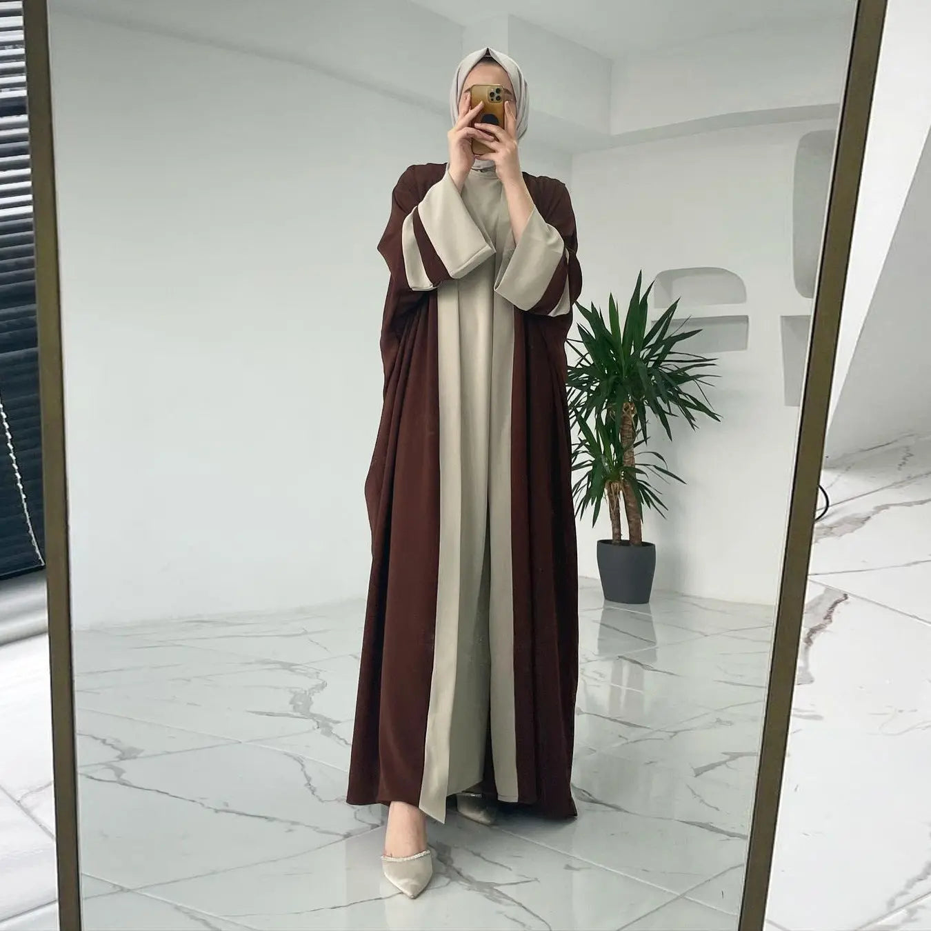 Women's Muslim Long Dress Abaya Two-piece Suit 