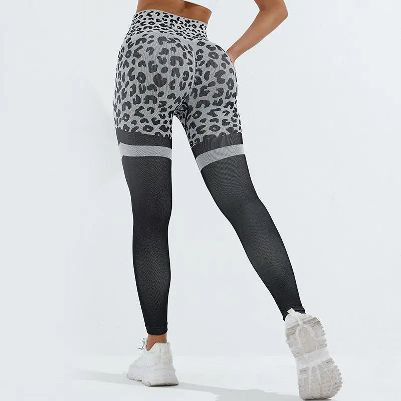Leopard Print Fitness Pants For Women High Waist Training Yoga Pants 