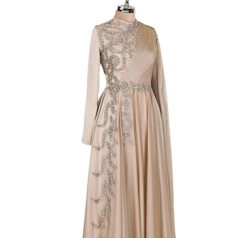 Champagne Muslim Evening Dress Formal Party 