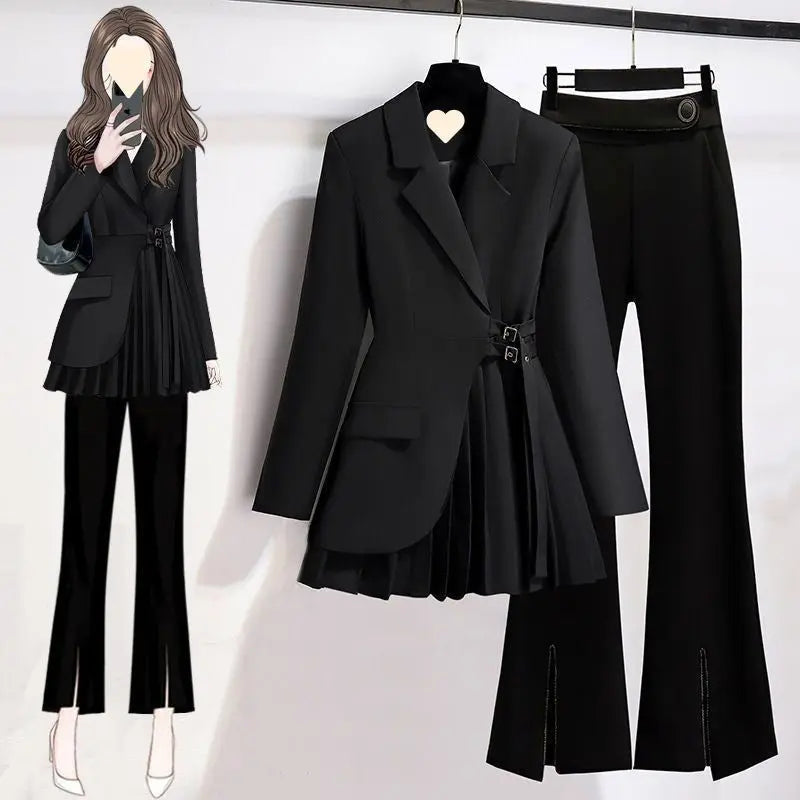 Graceful Suit Jacket Fat Girl Casual Pants Two-piece Set 
