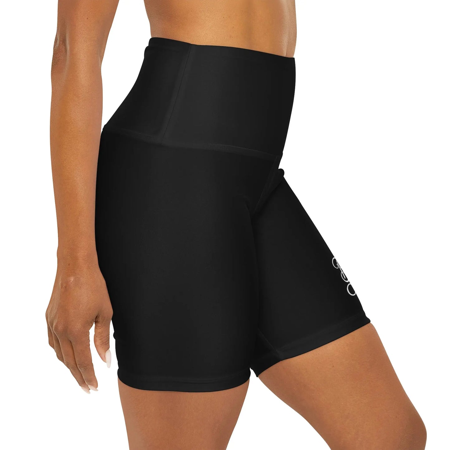 Womens High Waisted Black Yoga Shorts - Bride Accessories - Wedding 