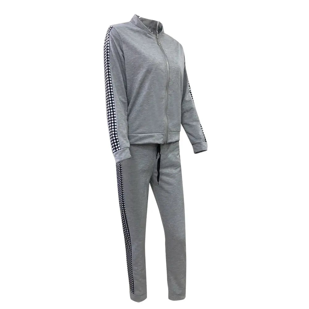 Casual Zipper Stitching Plaid Suit Women's Suit 