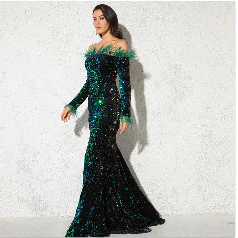 Off-the-shoulder Fishtail Party Formal Dress 