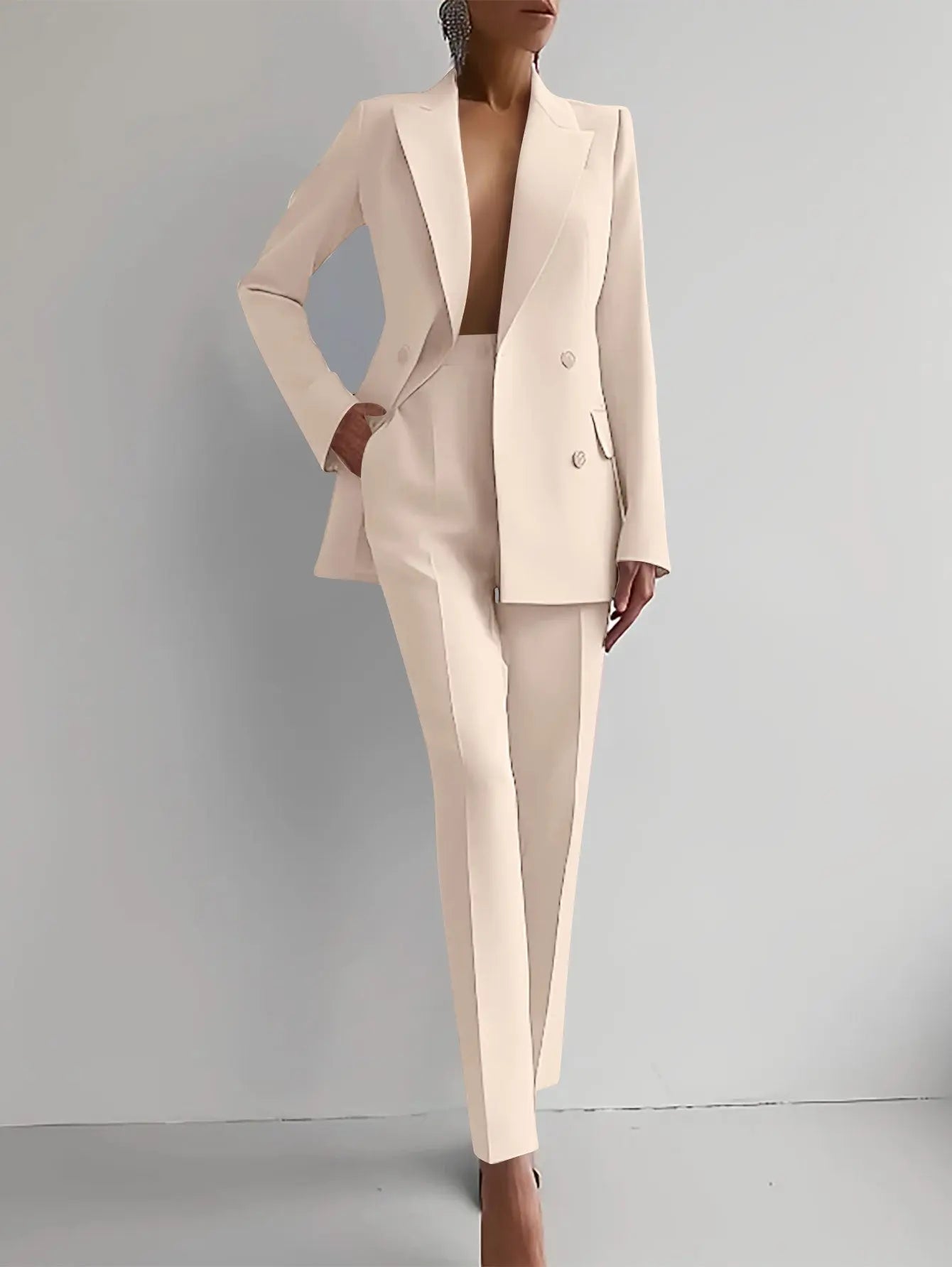 Casual Suits Fashion Long Sleeve Single-breasted Jacket Top And Slim Fit Trousers Women's Business Suits 