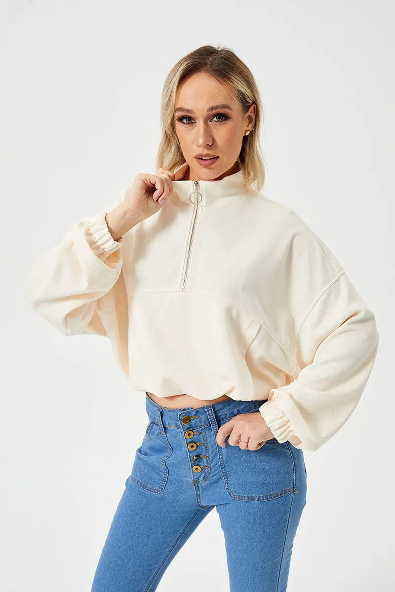 Women's Loose Casual Half Zipper Sweatshirt 