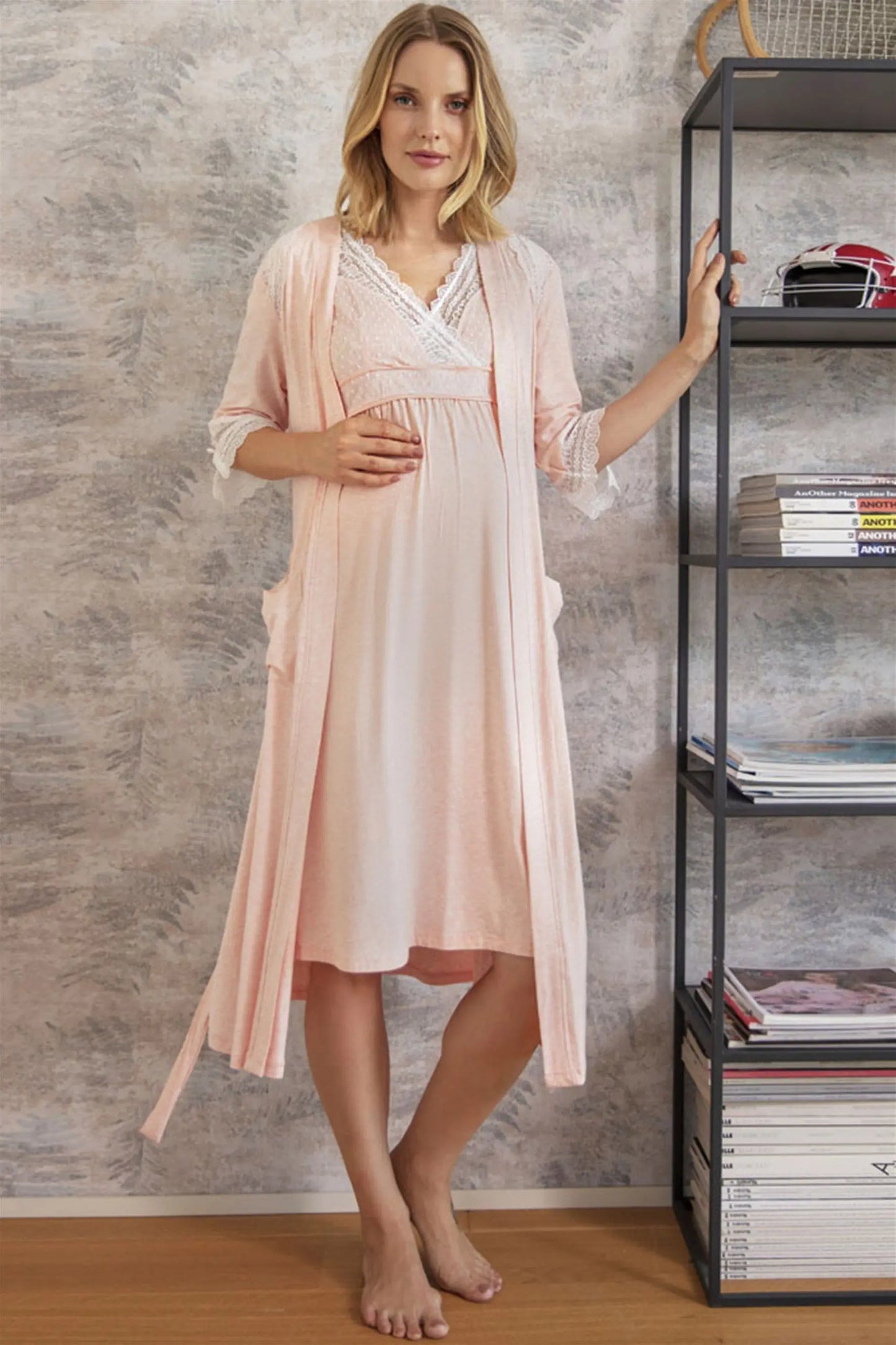 Shopymommy 5508 Chika Maternity & Nursing Nightgown With Morning Gown 