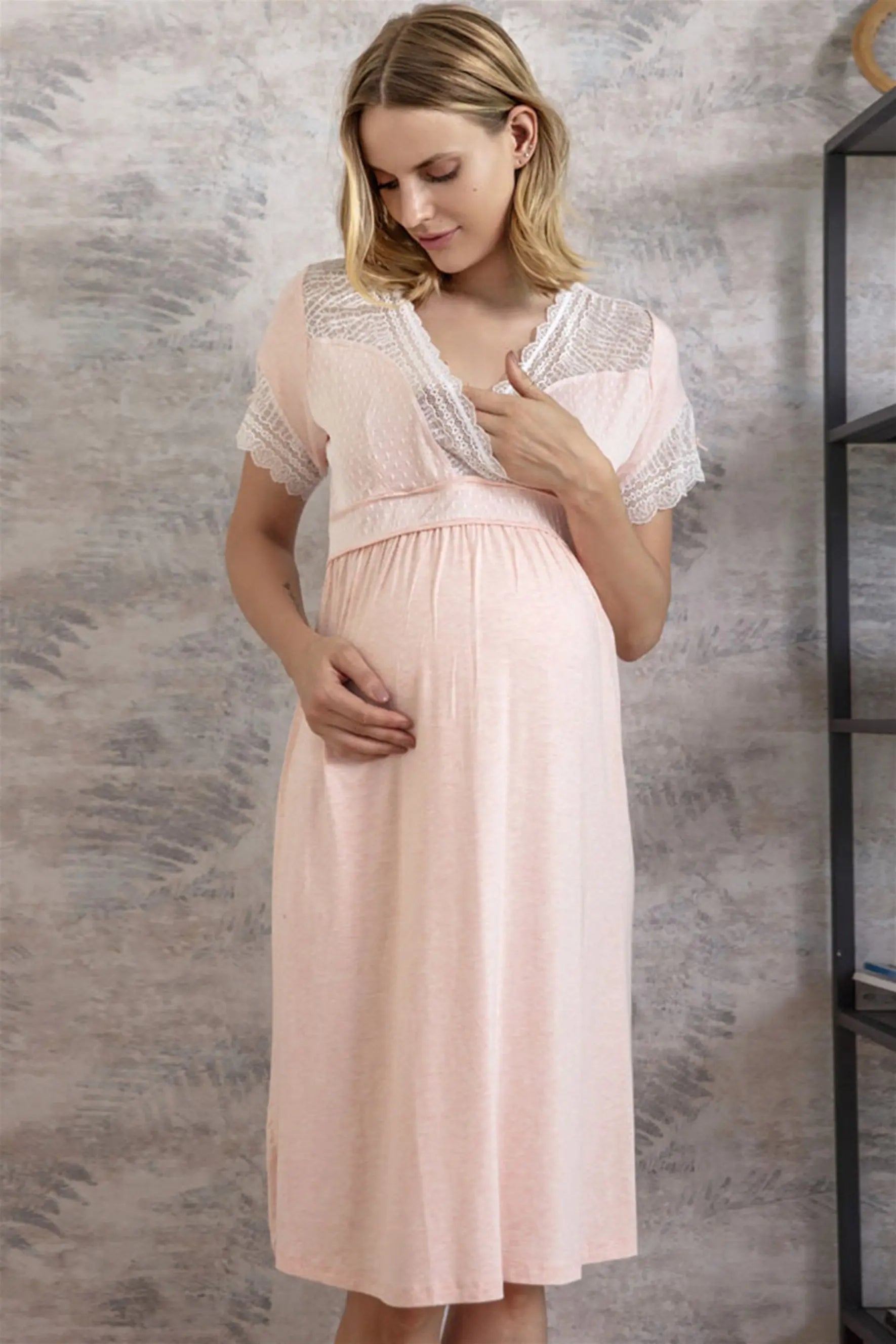 Shopymommy 5508 Chika Maternity & Nursing Nightgown With Morning Gown 