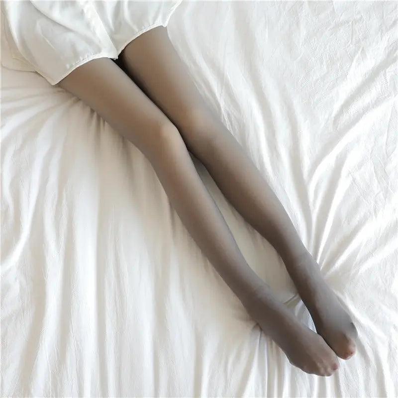 Fake Translucent Plus Size Leggings Fleece Lined Tights Fall 