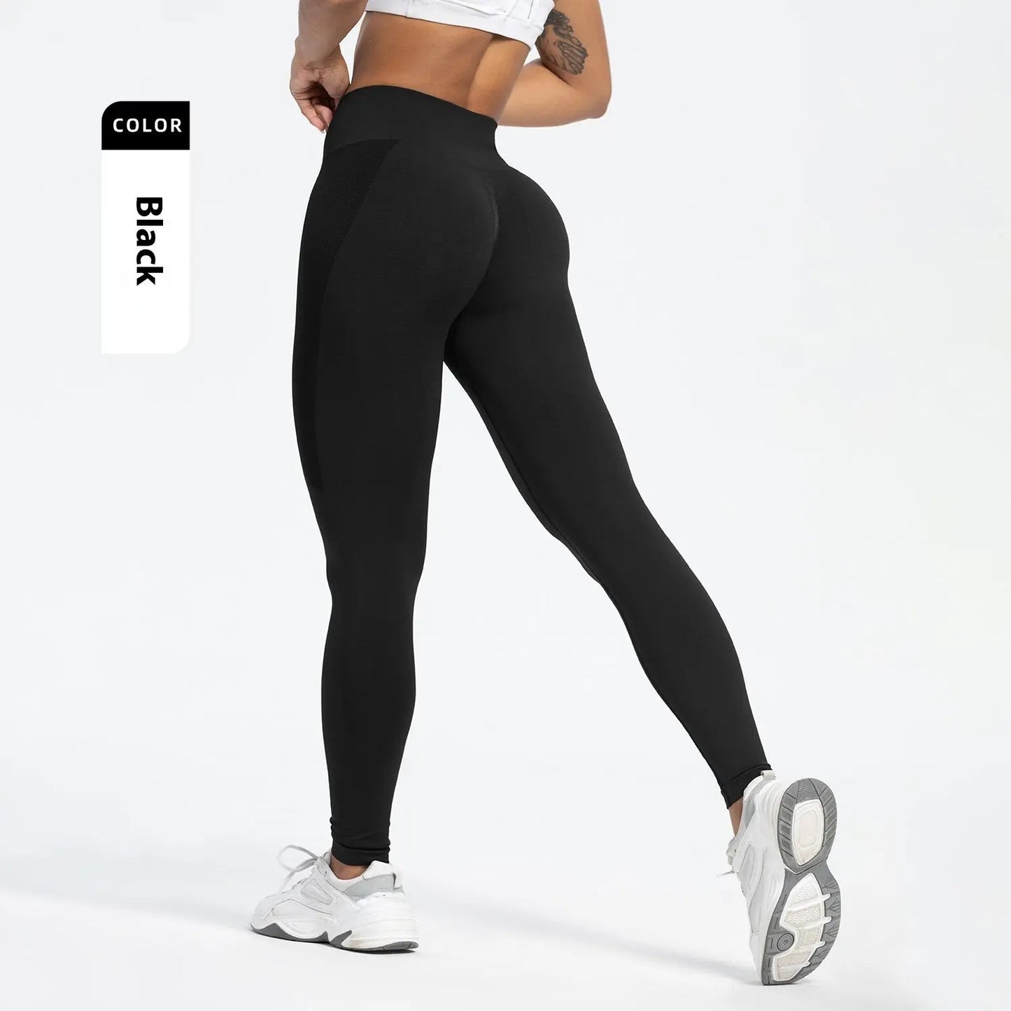 Women's Sports Fitness Pants Seamless Hip Raise High Waist Yoga Pants 