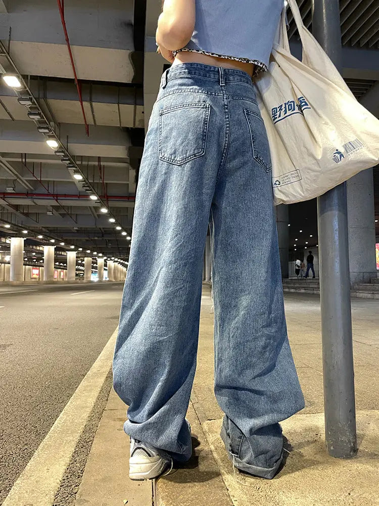 Slim Mopping Wide Leg Trousers Woman 