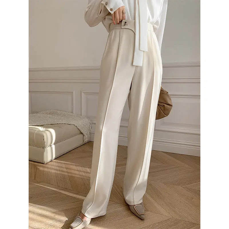 Women's High Waist Straight Loose Slim Pants 