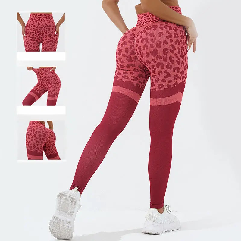 Leopard Print Fitness Pants For Women High Waist Training Yoga Pants 