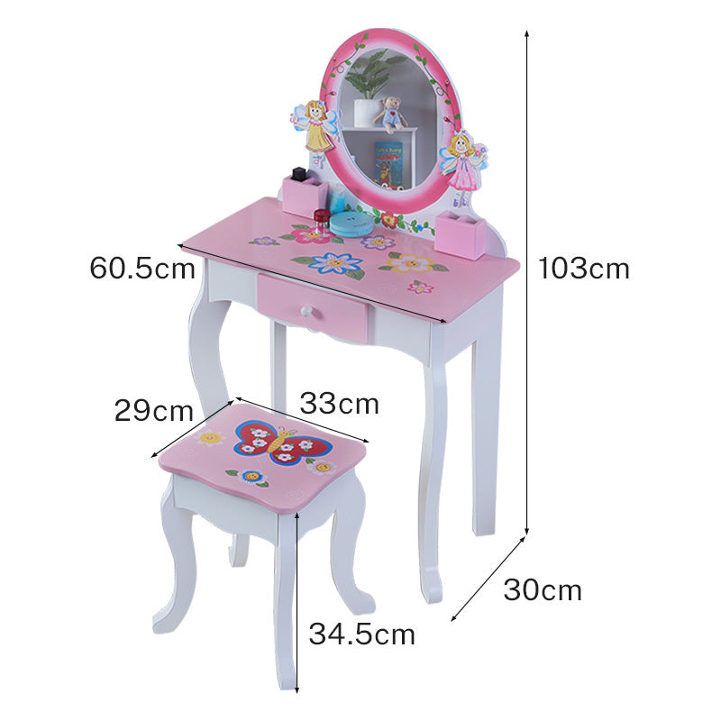 Wooden Makeup Dresser Furniture Girls Mirrored Dressing Table For Kids