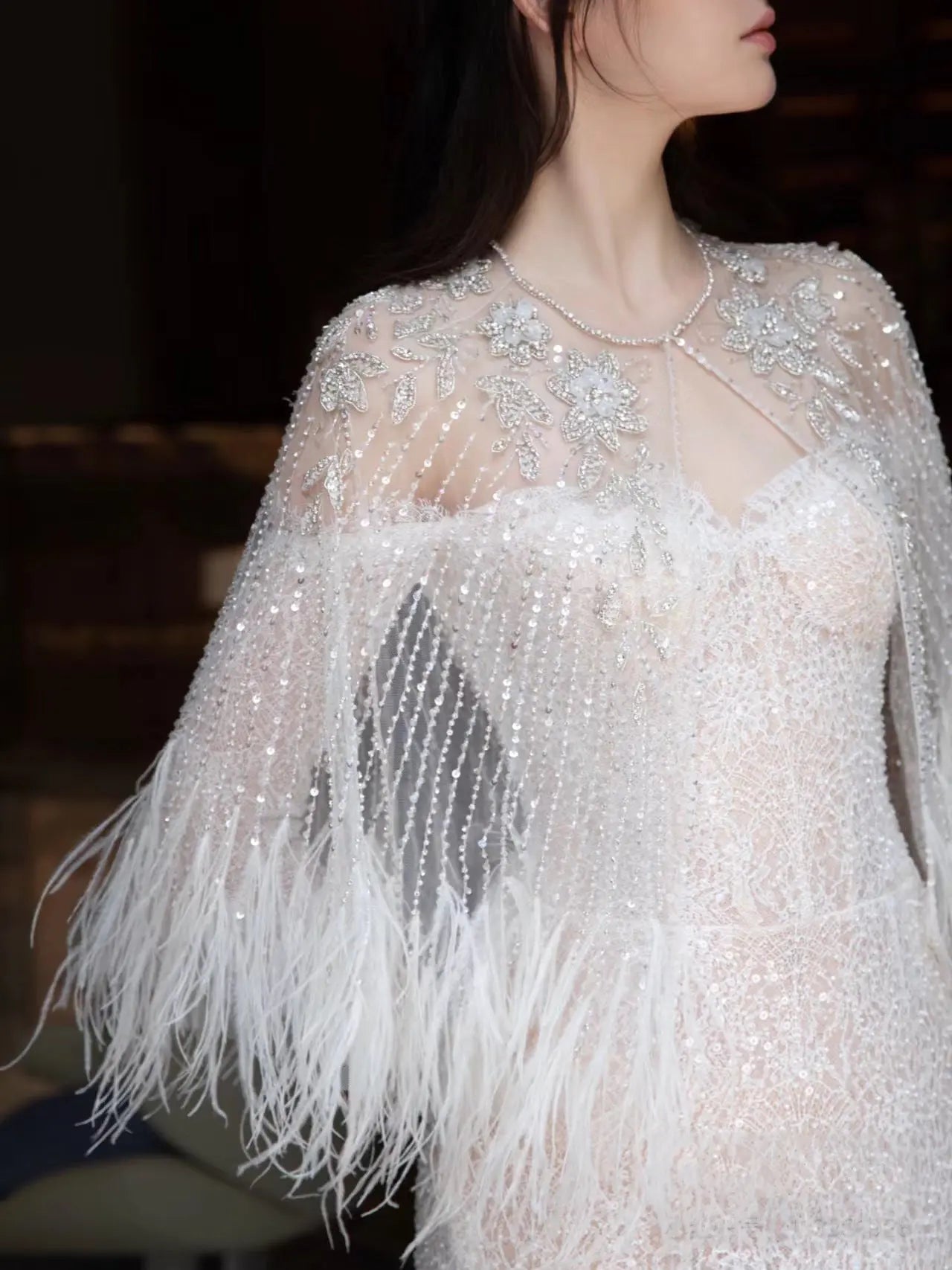 Annual Meeting Mermaid Heavy Industry Feather Dress 