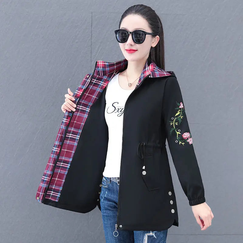 Women's Mid-length Hooded Detachable Trench Coat 