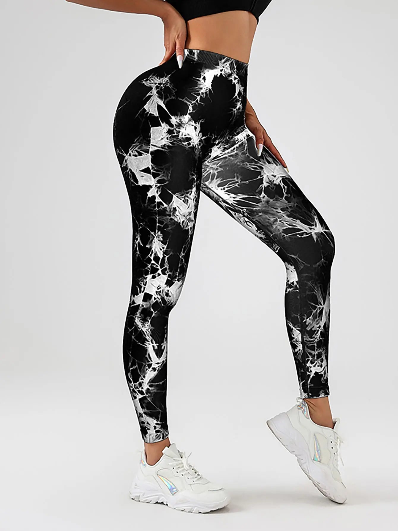 3 Pack Women's Scrunch Workout Leggings, High Waisted Butt Lifting Tie-dye V Back Waist Seamless Gym Yoga Leggings, Workout Leggings For Women Jada Leggings 