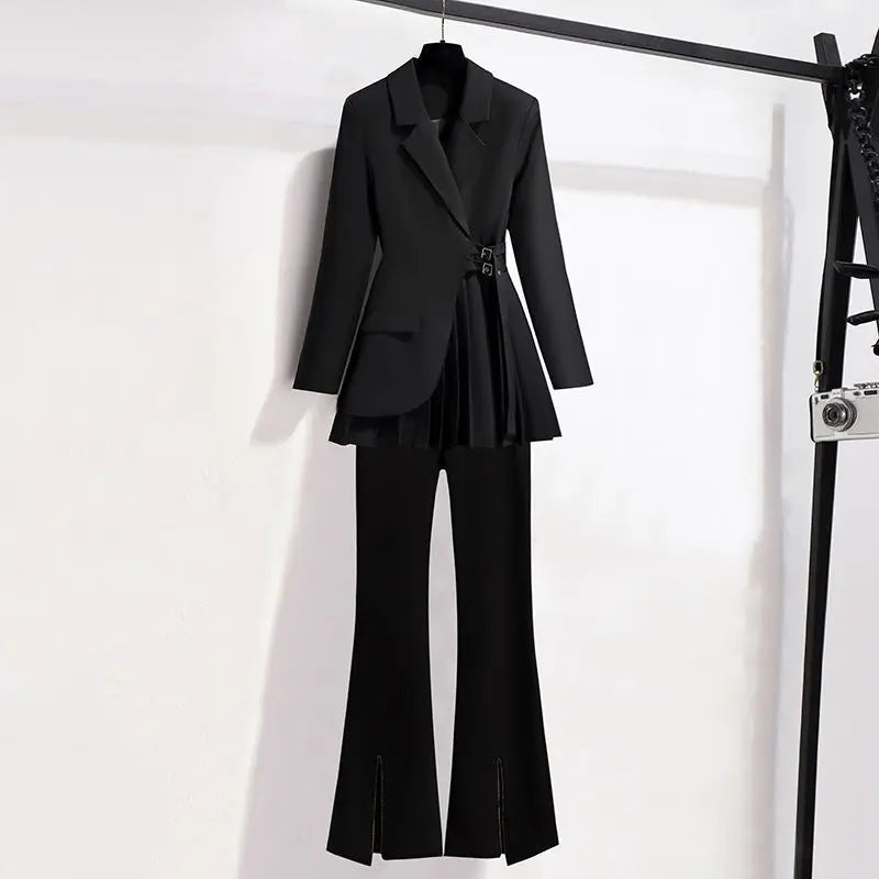 Graceful Suit Jacket Fat Girl Casual Pants Two-piece Set 