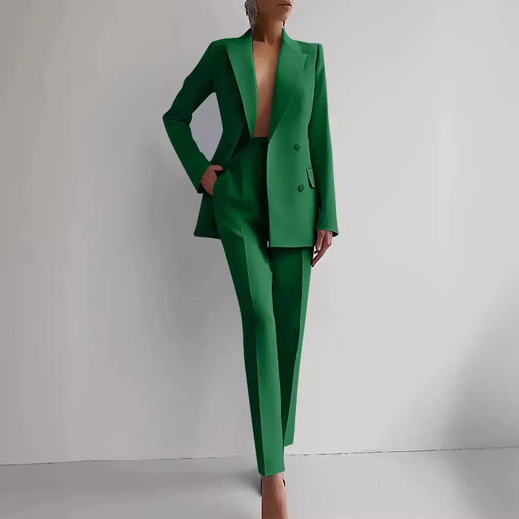 Casual Suits Fashion Long Sleeve Single-breasted Jacket Top And Slim Fit Trousers Women's Business Suits 