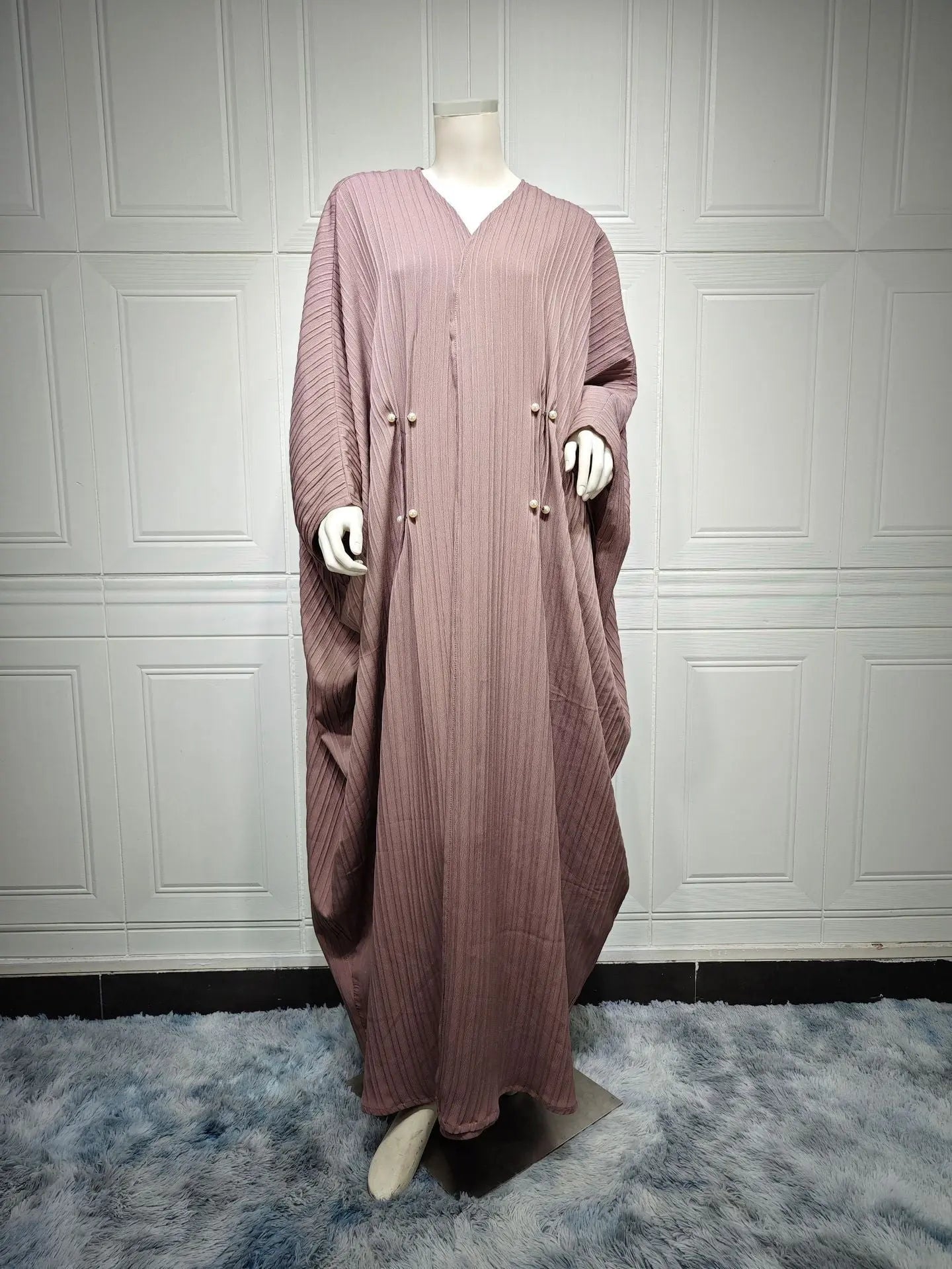 Muslim Women's Wear Modest Modern Fashion Turkish Striped Casual Plus Size Abaya Cardigan Robe 