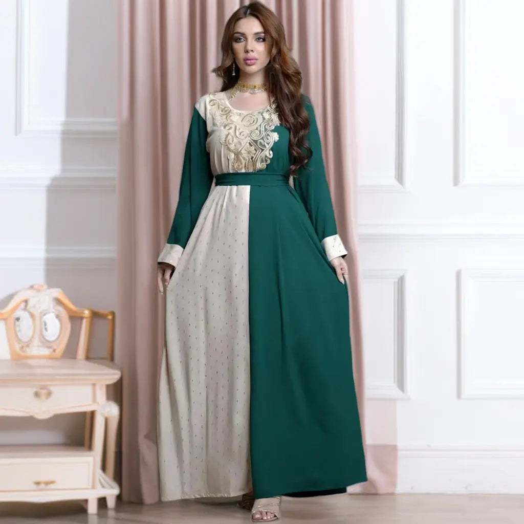 Embroidery Applique Muslim Tunic Robe Dress 