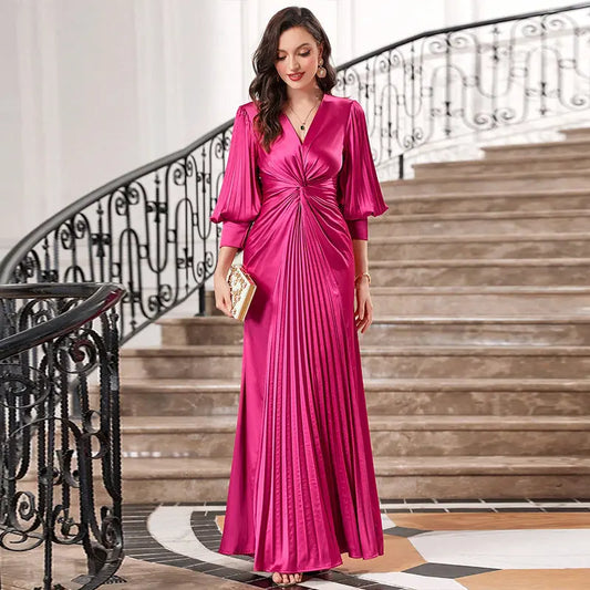 Slim Fit Lantern Sleeve Evening Dress Plus Size Party Party Dress 
