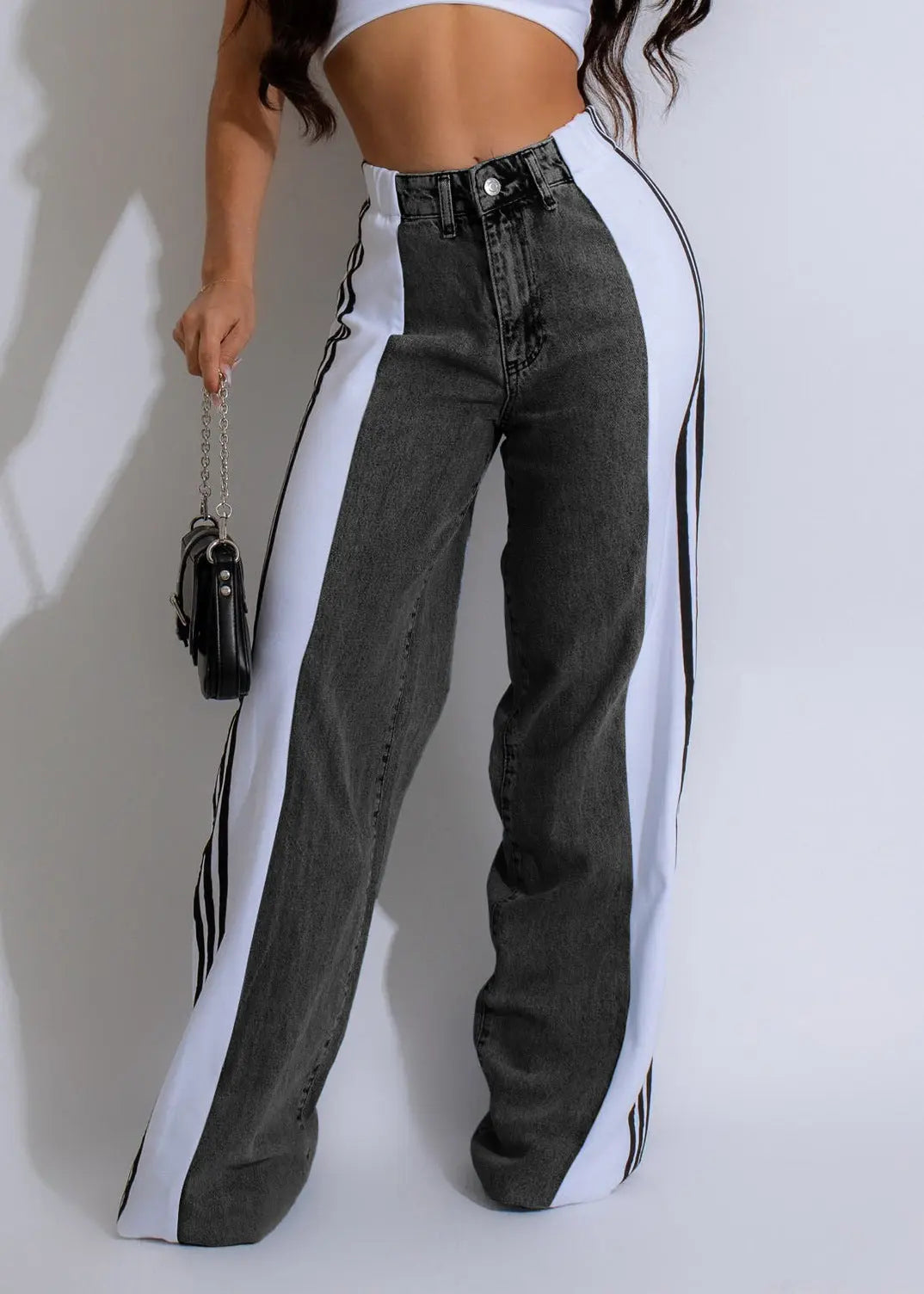 Fashion Casual High Waist Elastic Straight Leg Trousers 