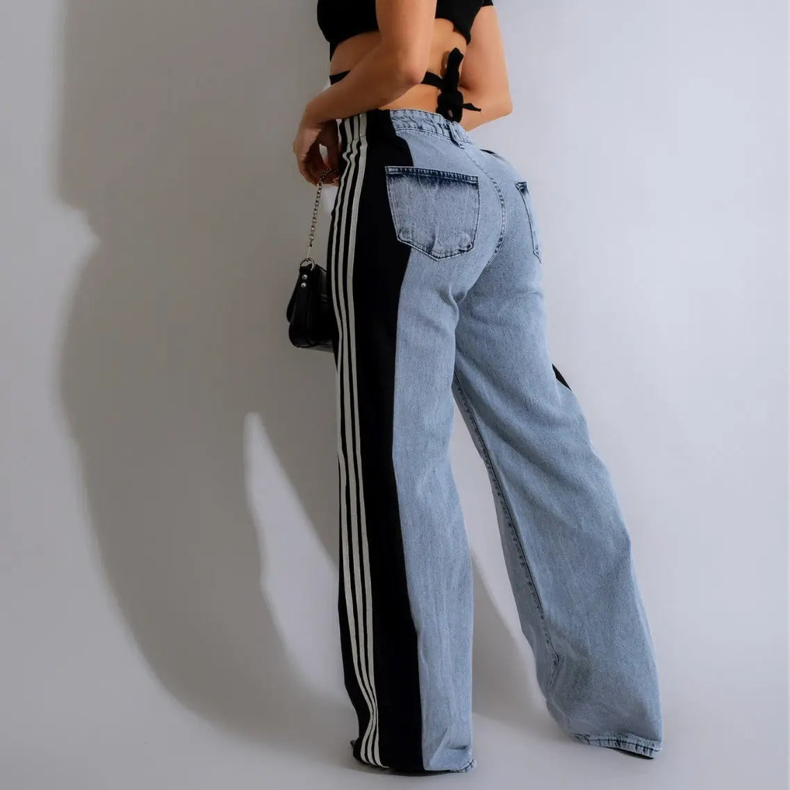 Fashion Casual High Waist Elastic Straight Leg Trousers 