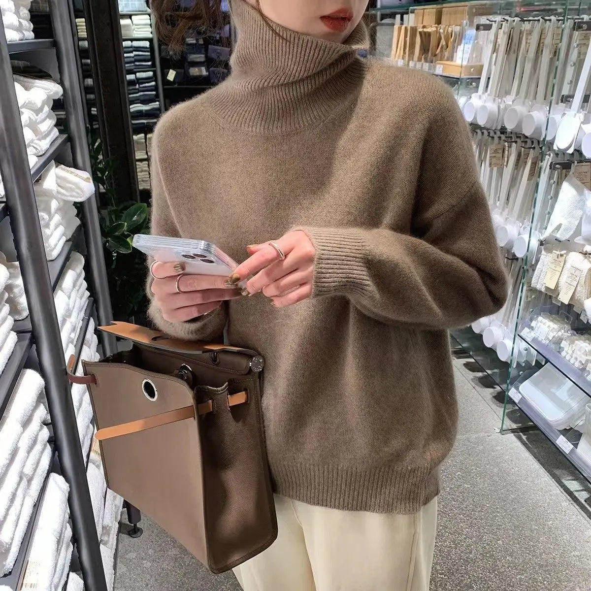 Women's Turtleneck Autumn And Winter Thickening Inner Wear Base Cashmere Sweater Sweater 