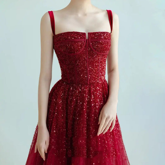 New Sequin Sling High-grade Princess Engagement Dress For Women 