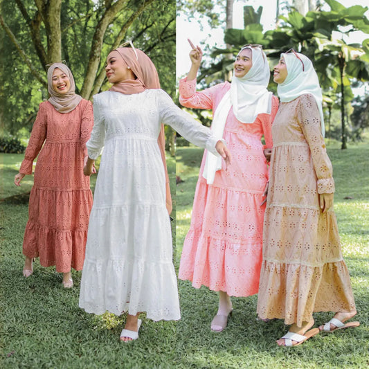 Muslim Malaysia Indonesia Hollow Lace Dress 