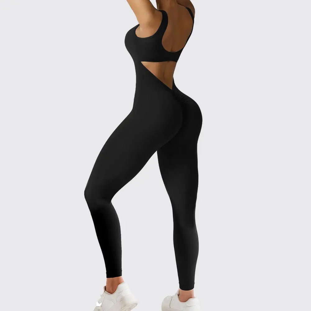 Women Sleeveless Flare Jumpsuits Fitness Yoga Long Pants 