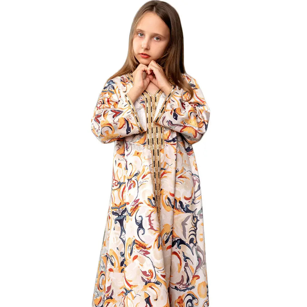 Printed Robe Muslim Mother And Daughter Abaya European Beauty Big Boy 