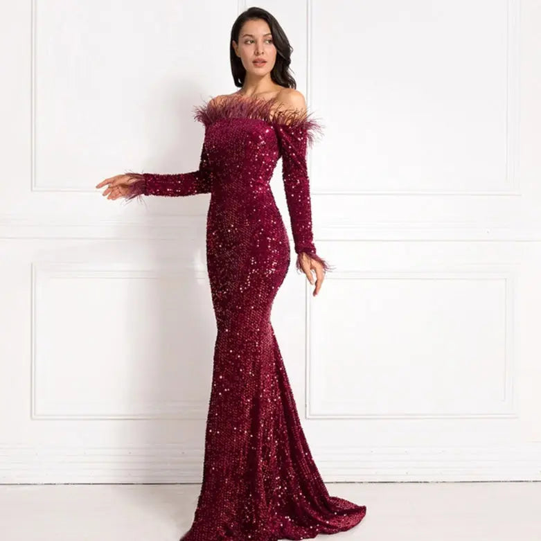 Off-the-shoulder Fishtail Party Formal Dress 