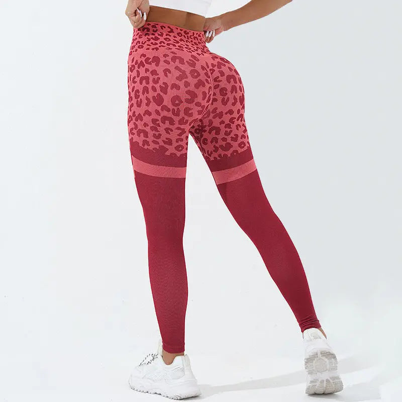 Leopard Print Fitness Pants For Women High Waist Training Yoga Pants 