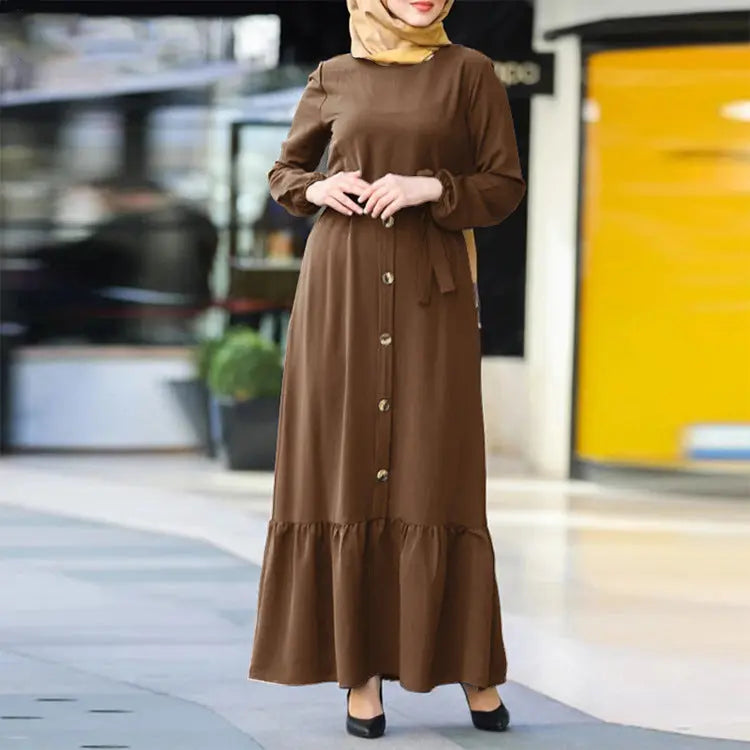Women's Pullover Round Neck Muslim Dress 
