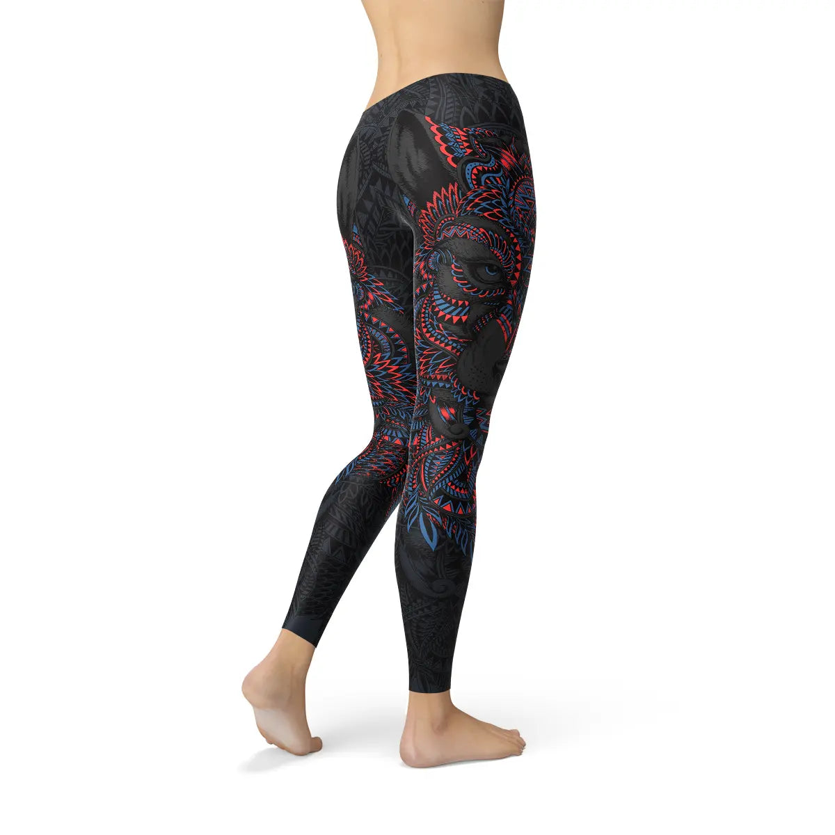 Womens Oriental Black Wolf Leggings 
