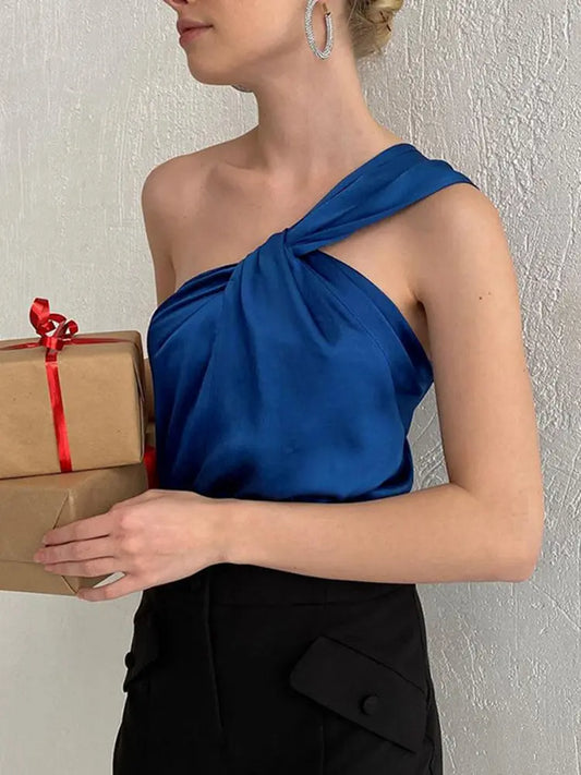 Fashionella one shoulder sexy tank tops 