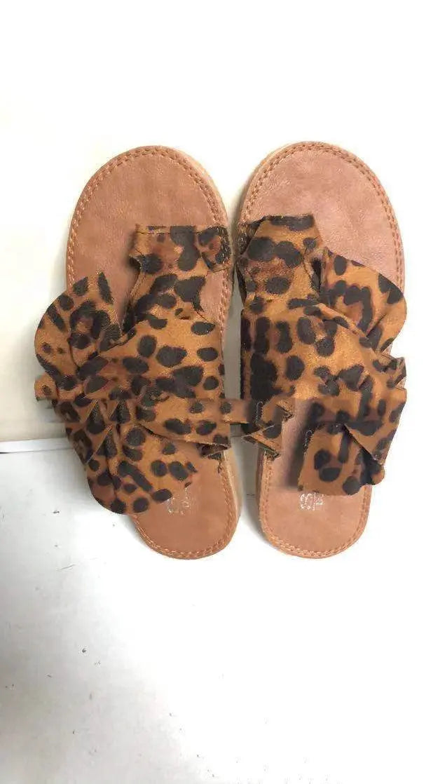 Women's Suede Bow Sandals Plus Size Beach Sandals And Slippers 