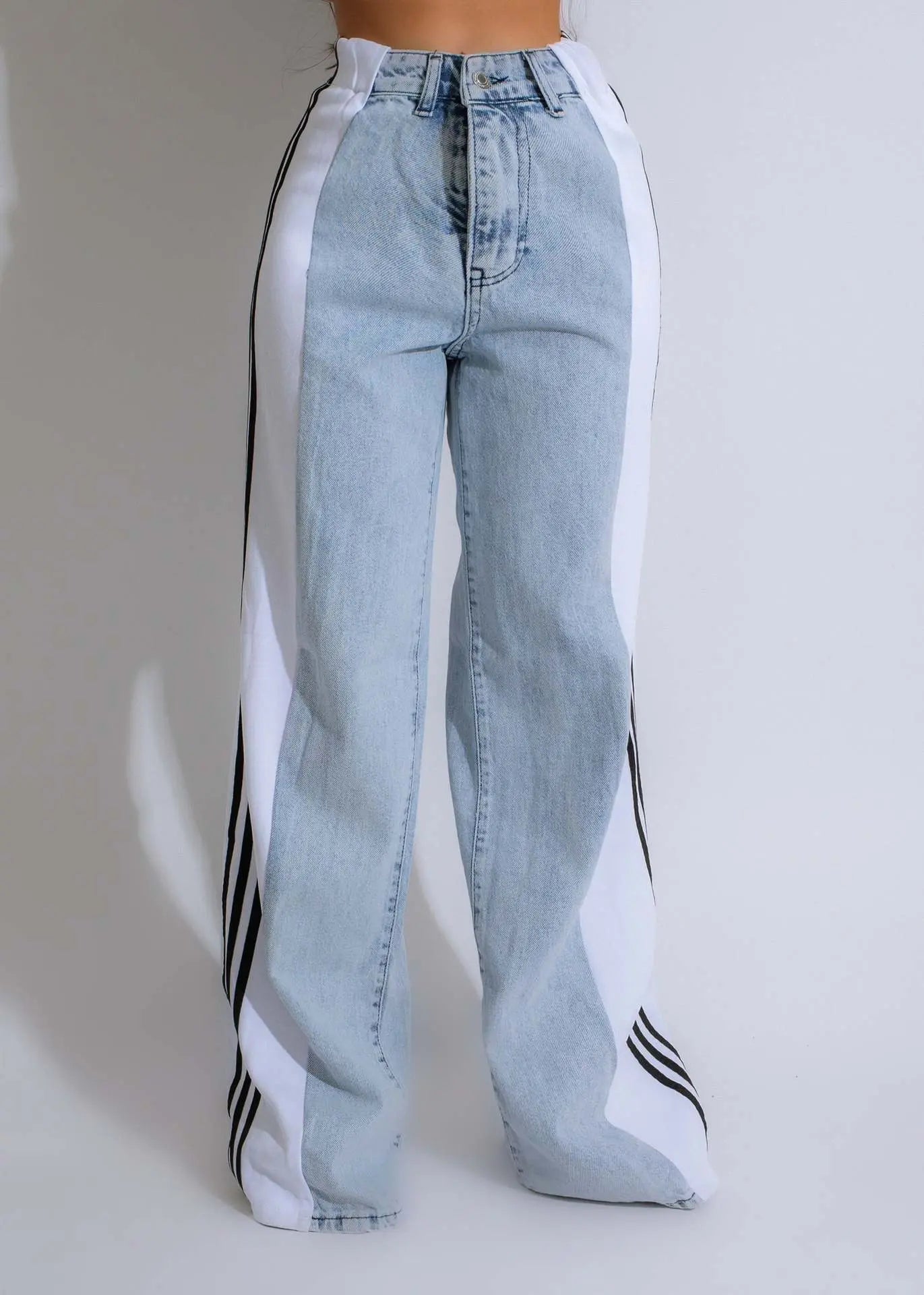 Fashion Casual High Waist Elastic Straight Leg Trousers 