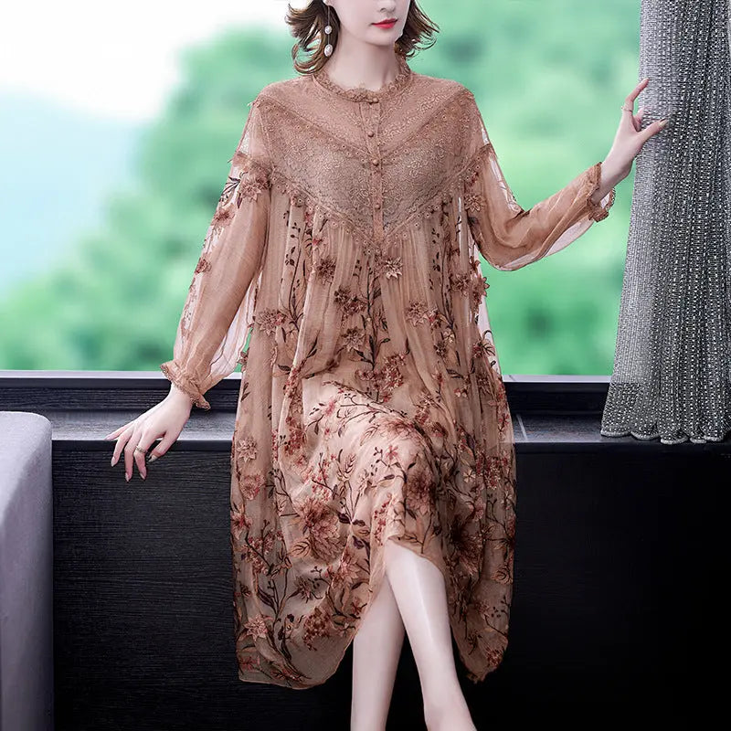 Middle Aged Mother's Silk Dress  Silk 
