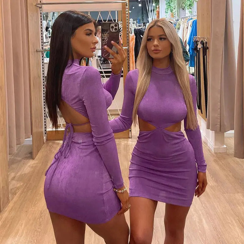 Sexy Backless Bandage Women Mini Dress Summer New Hollow Out Skinny Dresses 